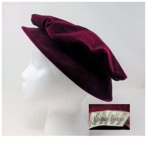 Vintage Neiman Marcus Burgundy Hat Velvet Mushroom
